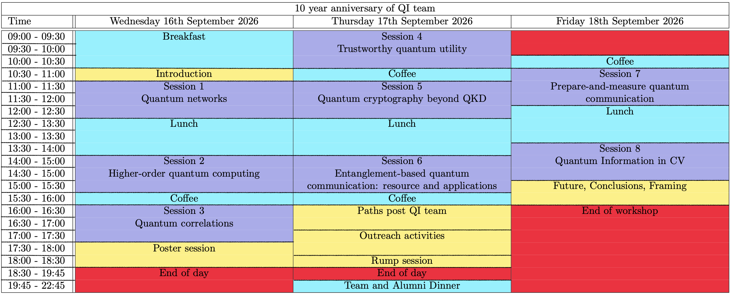 Workshop Schedule